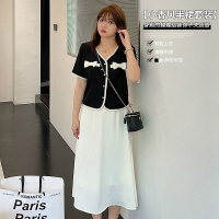 美动态2022夏季新款大码女装胖mm减龄小香风衬衫半裙两件套套装裙