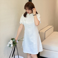 美动态2022夏季新款大码女装200斤胖mm轻熟风洋气收腰旗袍连衣裙