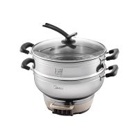 美的(Midea)多用途锅 电蒸锅 电炒锅多功能锅蒸包子锅电锅 加厚304不锈钢电煮锅 电火锅 12.5L MZ-ZGC