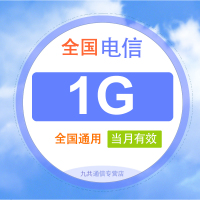 全国电信流量充值月包1G [当月有效 自动充值]