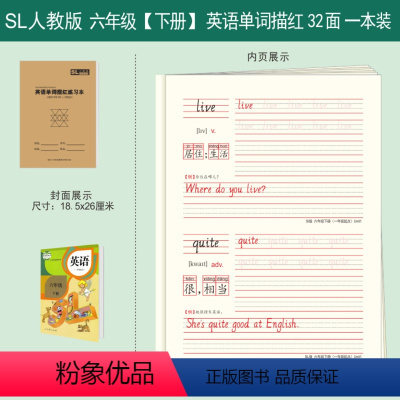 SL版六年级下册英语字帖 送2铅笔2握笔器 [正版]1-6年级英语字帖小学生人教版上册下册同步练字帖一年级起点SL版一二