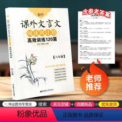 [正版]初中课外文言文阅读周计划 高效训练120篇 八年级/8年级上册下册通用版 初二课外阅读精典选文分类技法指导语文