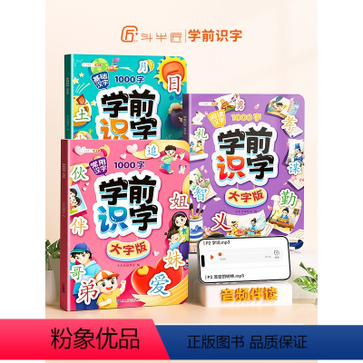 学前识字:大字版(套装共3册) [正版]斗半匠学前识字大字版幼儿园宝宝学基础汉字生字组词造句1000字笔画笔顺幼儿绘本阅