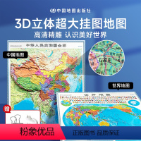 [正版]时光学中国地图和世界地图2023新版3D立体墙贴地图墙面装饰高清精雕超大凹槽挂图地图初中高中小学生通用凹凸竖版