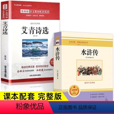 [九年级上]艾青诗选+水浒传 初中通用 [正版]初中课外阅读书目 中外名著12本七八九年级语文朝花夕拾西游记 海底两万里