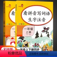 [正版]乐学熊一年级上下册看拼音写词语生字注音人教版小学1年级语文书课堂同步训练同步练习册拼音拼读专项练习题练字帖默写
