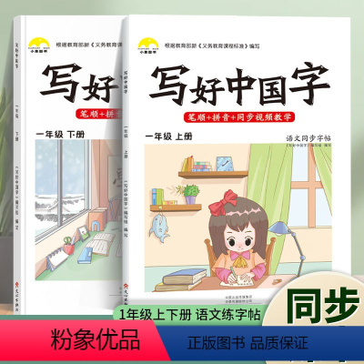 一年级上册+下册 [正版]写好中国字语文楷书练字本临摹儿童硬笔楷书小学生一年级二年级三四五六上册同步练字帖课课练控笔训练