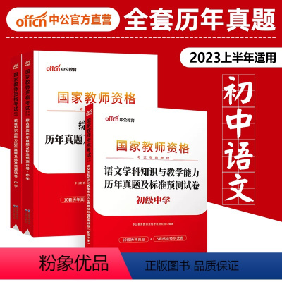 中学[科目一+科目二+初中语文]试卷3本 中学 [正版]中公2023上半年中学教师证资格证历年真题试卷高中初中语文数学英