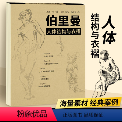 [正版]伯里曼人体结构与衣褶 人体素描基础教程 理解人体形态基础入门 人体结构造型手绘技法书 人体着装形体和衣褶 人体