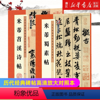 [正版]书店米芾2册 蜀素帖+苕溪诗帖 墨点毛笔字帖历代经典碑帖高清放大对照本 米芾书法作品全集米芾行书字帖2册套