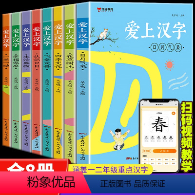 爱上汉字 全8册 [正版] 爱上汉字 全8册 扫码可看视频教学 7-14岁小学生课外阅读书目汉字的起源幼儿早教汉字字形演