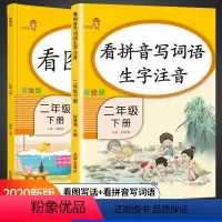 [正版]全2册看拼音写词语生字注音+看图写话二年级下册RJ人教版语文同步训练练习册生字抄写本阅读理解写字课课练基础训练