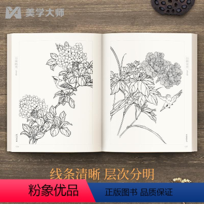 [正版]6本全套白描画谱人物花卉禽鸟草虫蔬果鳞介走兽山水树石中国工笔