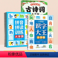 [3册]识字大王+拼音拼读训练+古诗词 [正版]识字大王幼儿识字早教启蒙大字版认字卡片识字卡学前班幼小衔接小学生一年级二