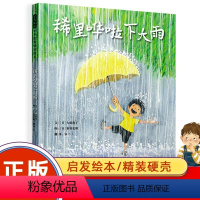 稀里哗啦下大雨 [正版]稀里哗啦下大雨幼儿早教书籍绘本感受自然雨水关于夏天的主题绘本用五感法描述在夏日午后雨中的探险剧让