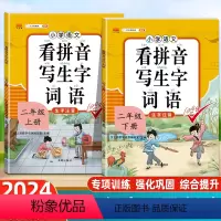 [4本]看拼音写生字词语+生字组词+阅读理解+句子训练 二年级上 [正版]2024版看拼音写词语二年级下册小学语文注音生