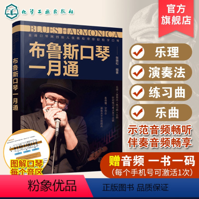 [正版]布鲁斯口琴一月通 赠音频 张晓松蓝调口琴创始人 口琴演奏技巧基础入门教程 口琴基础乐理演奏教学口琴练习曲乐曲学