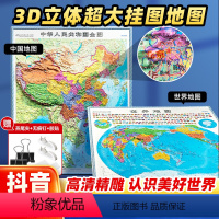 [正版]时光学中国地图和世界地图3D立体墙贴地图墙面装饰高清精雕超大凹槽挂图地图初中高中小学生通用凹凸竖版学生地理百科