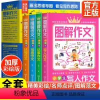 [全套4册]小学生图解作文书 小学通用 [正版]图解作文4册思维导图写作文小学生作文书大全写人写景记事状物作文素材五感法