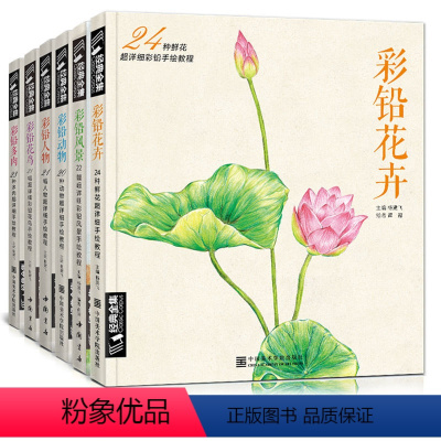 [正版]6本套装彩铅多肉+彩铅花卉+彩铅动物+彩铅风景+彩铅花鸟+彩铅人物 经典全集 彩铅画零基础入门教程 杨建飞主