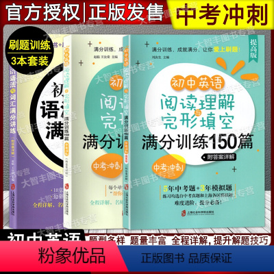 初中英语满分训练150篇 中考冲刺+提高版+语法与词汇满分讲练(3本) [正版]任选 初中英语阅读理解与完形填空满分训练