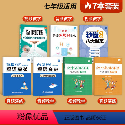 [套装7本]阅读*1+语法*2+短语*2+时态*1+不规则*1 八年级 [正版]易蓓初中英语阅读理解训练完形填空七八九年