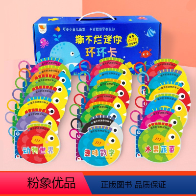 早教开发+认知启蒙[全20册] [正版]可爱小鱼儿造型撕不烂迷你环环卡 全10册盒装 0-3-6岁幼儿宝宝早教启蒙认知看