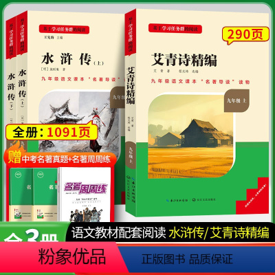 [全国版]九年级必读艾青诗精编+水浒传 [正版]水浒传九年级上册必读名著初中生课外阅读书籍初三课外书语文水浒传长江少年儿