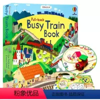 [正版]繁忙的火车轨道书 Usborne Pull-back Busy Train 英文原版绘本 儿童互动游戏读物 益