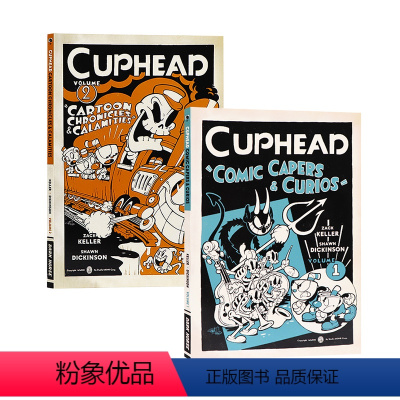 茶杯头漫画2册合集 [正版]茶杯头游戏漫画Cuphead第2卷卡通编年史与灾难英文原版漫画 Cuphead Volum