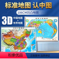 [正版]DT106*76cm立体精雕中国+世界立体政区地图 3d凹凸地图防水赠墙贴配件挂图新版大尺寸办公室客厅教学装饰