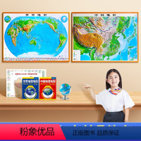 [正版]学地理套装中国地形图和世界地形图3d凹凸立体地图墙贴1.1x0.8米 中学地理学生