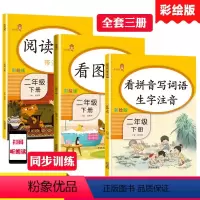 [正版]小学语文阅读理解训练二年级下册看拼音写词语生字注音看图说话写话二年级3册人教版课堂同步专项训练书默写能手寒假作