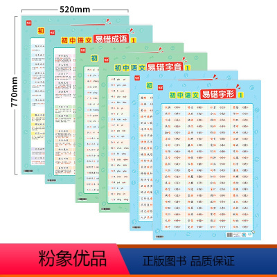 [易错系列套装]6张 初中通用 [正版]初中语文易错成语挂图常考易错成语汇总高频考点学习记忆重难点音频跟读七八九年级通用