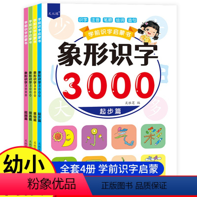 [全4册]象形识字3000字 [正版]象形识字大王3000字 幼儿识字大全 全套4册儿童启蒙早教卡片3-4-5-6-7岁
