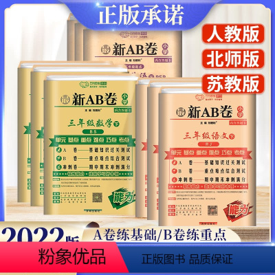[更实惠!]语数英 人教版 三年级下 [正版]AB卷三年级上册下册试卷全套语文数学英语人教北师版同步专项训练练习题检测卷