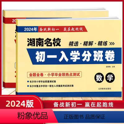 语文+数学 小学升初中 [正版]2024年湖南名校初一入学分班卷语文备战升学小学生毕业测试卷初中新生分班考试真题卷重点入