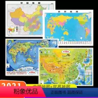 [正版]共4张 中国世界地图 儿童挂图经典版+知识版 墙贴儿童房 高清地图 地理百科知识挂图 山东地图出版社 初中小学