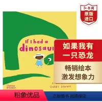 [正版]如果我有一只恐龙 英文原版 If I Had A Dinosaur 艺术绘本 英语启蒙 亲子共读 搭女孩与