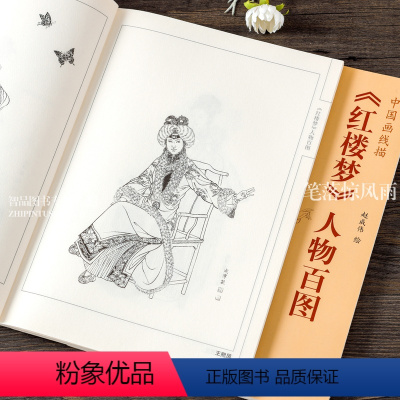 [正版]智品图书红楼梦人物百图中国线描画赵成伟绘 白描临摹技法国画工笔画人物画线描绘画技法国画册页图谱线描画谱 天津杨