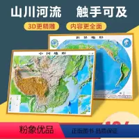 [正版]精雕版世界地图和中国地图2024新版3d立体凹凸 地形图 106*76cm3d地势教学三维立体凹凸大号学生家用