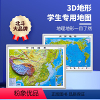 [正版]买一赠三中国地图世界地图 3D立体地形图 共2张 43*32cm 课堂桌面实用防水 山东省地图出版社