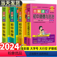 图解速记初中小四门·政史地生(4册) 初中通用 [正版]2024图解速记初中小四门必背知识点人教版政治历史地理生物道德与