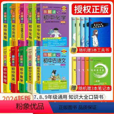 [2024新版10本装巨划算]语数英物化生政史地生 初中通用 [正版]2024新版pass绿卡图书图解速记初中生物地理政