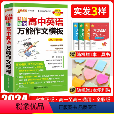全国通用 英语 万能作文模板 [正版]口袋书 2024版pass绿卡图书高中图解速记英语作文模板 高一高二高三高考教辅辅