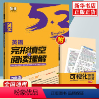 [七年级]53完形填空与阅读理解 初中通用 [正版]蓝皮英语系列七八九年级中考英语语法分层强化训练初三英语语法大全必刷题
