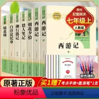 全套7册-七年级上册必读名著(学校推荐版全册) [正版]七年级上册必读书全4册 镜花缘猎人笔记湘行散记白洋淀纪事原著人民