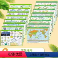 [正版]共8张地理学习考试速记地图高考 世界地图学生地理高中均适用 中国地形+政区图 经纬线 洋流季风 自然人文区域地