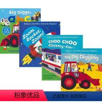 交通工具绘本4册 [正版]Choo Choo Clickety-Clack Big Digger ABC 挖掘机火车火箭