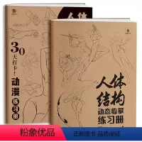[正版]人体结构动态临摹练习2册套装30天打卡动漫练习册 漫画人物绘画动漫绘画教程医用手绘人体结构教学速写动态漫画人体